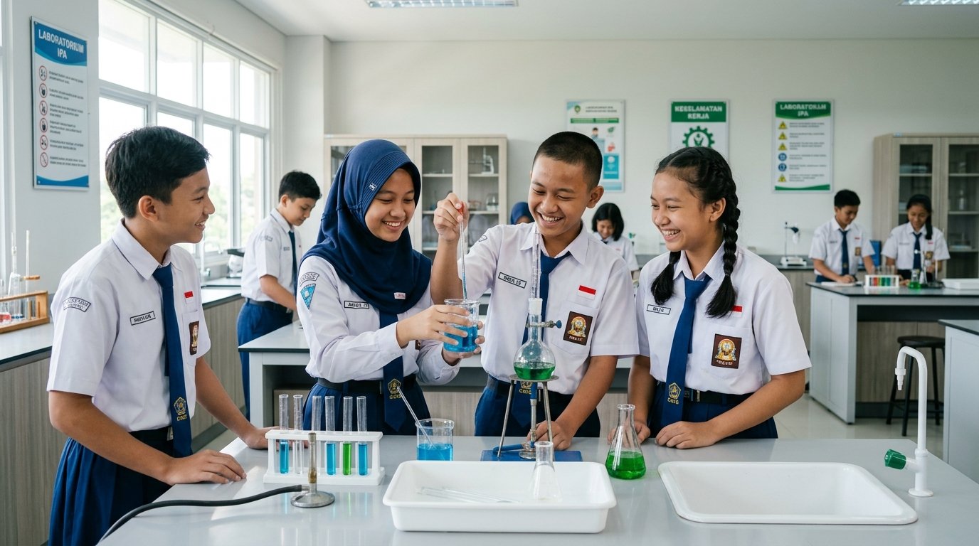 Kegiatan Belajar Siswa SMPN 3 Cihampelas di Laboratorium Sains